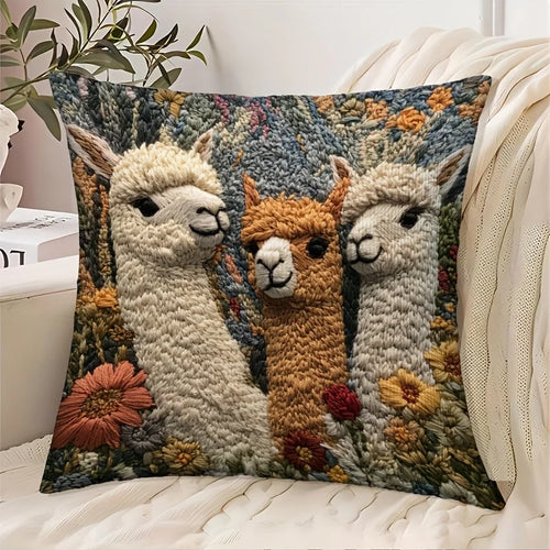 Aqua Cushion Cover | Cozy Alpaca Design, Machine Washable 0