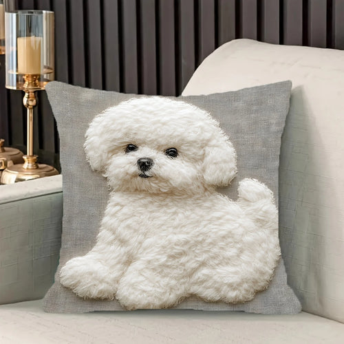 Bingo Dog Cushion Cover | Soft Fabric, Bichon Frise Design 0