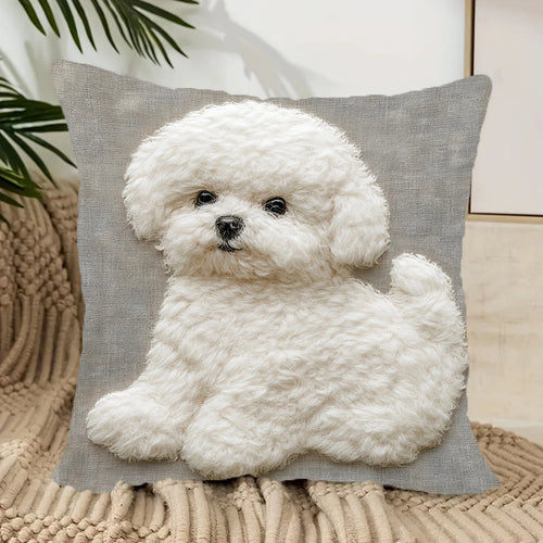 Bingo Dog Cushion Cover | Soft Fabric, Bichon Frise Design 1