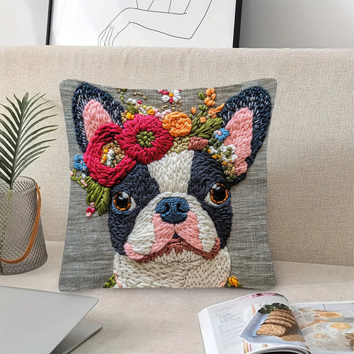 Bosty Cushion Cover | Boston Terrier Design, Soft Fabric 1