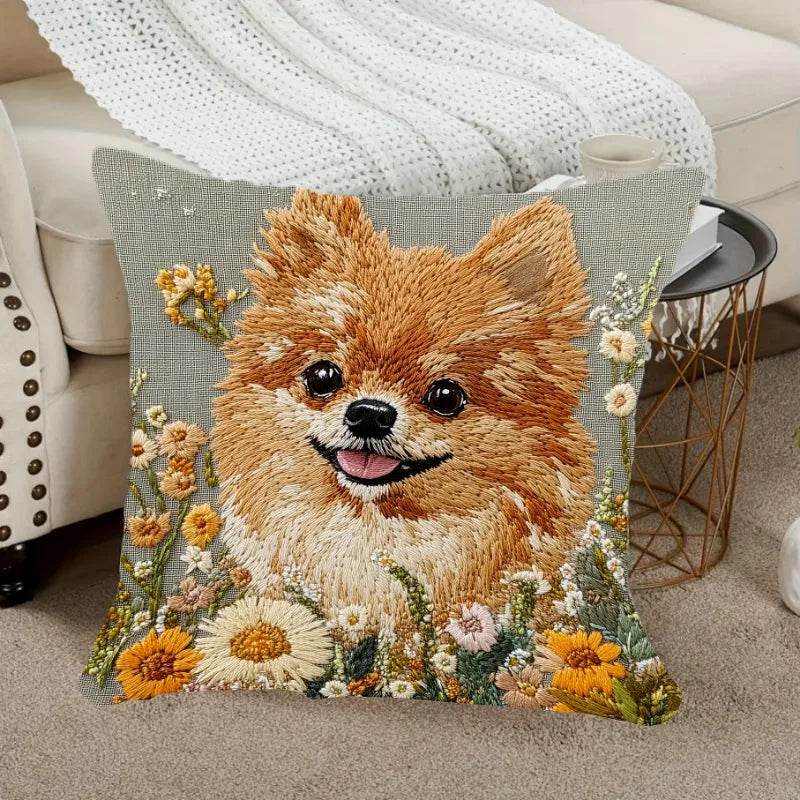 Poma Cushion Cover | Cozy Pomeranian Design with Zipper Closure 0