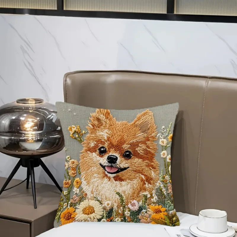 Poma Cushion Cover | Cozy Pomeranian Design with Zipper Closure 1