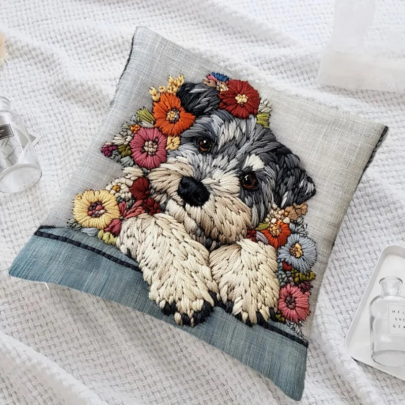 Schnauz Floral Cushion Cover | Cozy Indoor Decor, Durable Fabric 3