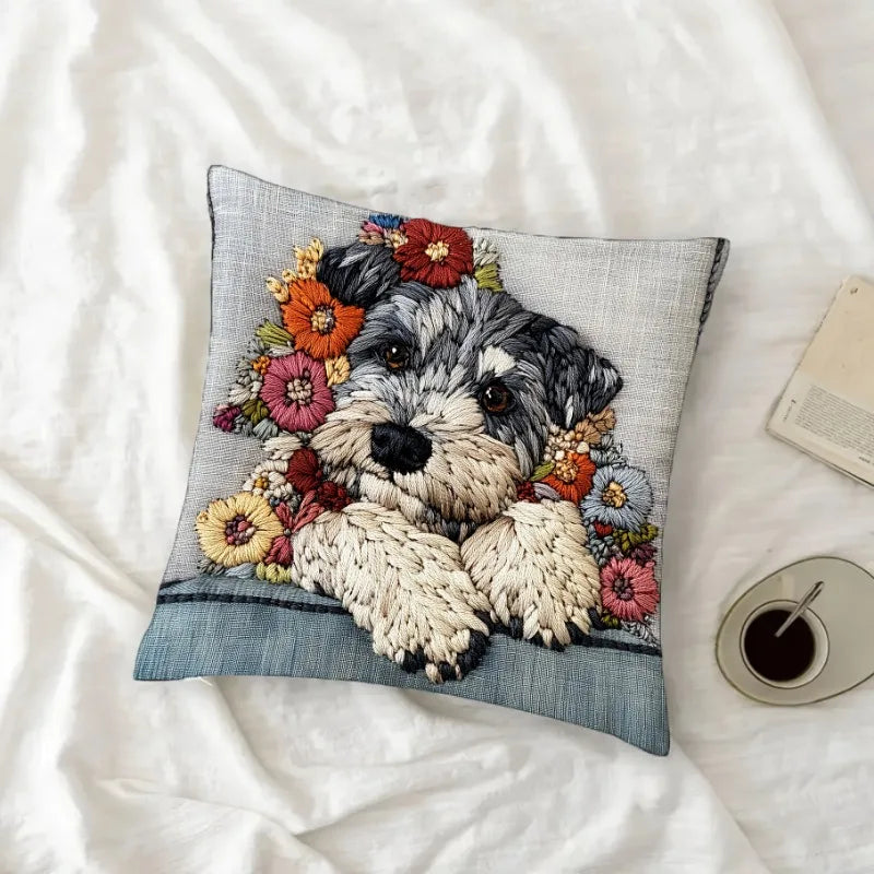 Schnauz Floral Cushion Cover | Cozy Indoor Decor, Durable Fabric 4