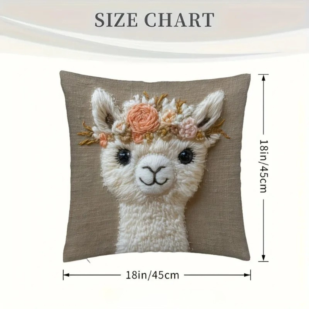 Alpaca Print Pillow | Soft Fabric, Zipper Closure, Cozy Sofa Decor